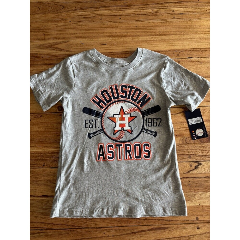 Houston Astros Kids T-Shirt Medium – 8/10 Nwt Logo Baseball Graphic Tee Gray